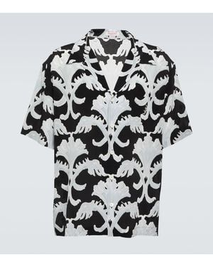 Valentino Printed Silk Bowling Shirt - Black