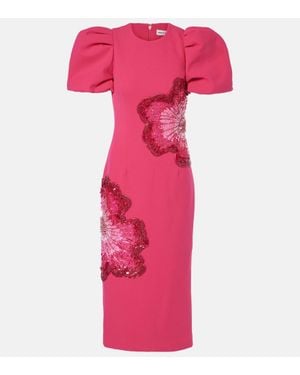 Rebecca Vallance Rosita Puff-Sleeve Midi Dress in Pink | Lyst