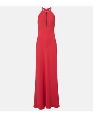 Max Mara Fernet Halterneck Cady Gown - Red
