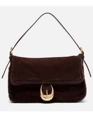 STAUD Harlow Medium Suede Shoulder Bag - Brown