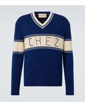 Valentino Pullover Chez Aus Wolle Und Baumwolle - Blau