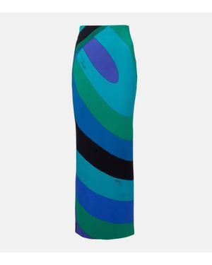 Emilio Pucci Orchidee Maxi Skirt - Blue