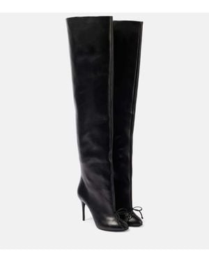 Alaïa Bow-Detail Leather Over-The-Knee Boots - Black