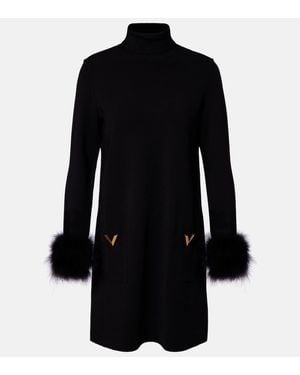 Valentino Miniabito Vlogo Con Piume - Nero