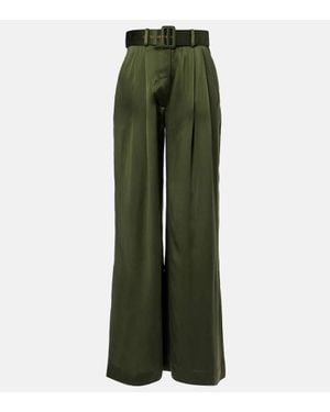 パンツ ZIMMERMANN Woman Pants Multicolor Zimmermann - Dancer Multi-Check Wide Leg Silk Pant