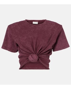 Magda Butrym Cropped Cotton-Blend T-Shirt - Purple