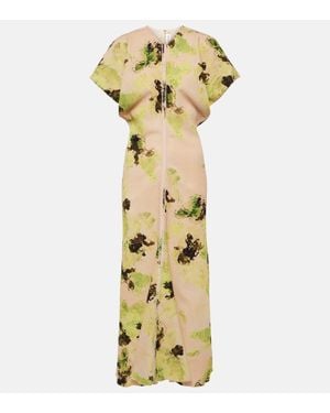 Victoria Beckham Vestido Midi Floral - Metálico