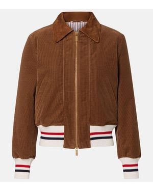 Thom Browne Veste Doudoune Wale En Velours Cotele - Marron