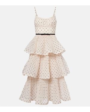 Zimmermann Polka-Dot Tiered Midi Dress - Natural
