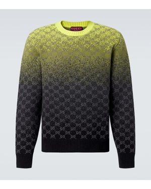 Gucci Pullover Gg Aus Wolle Und Kaschmir - Grün