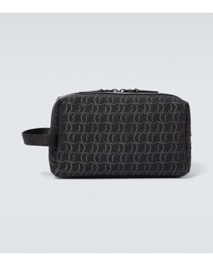 Christian Louboutin Zip N Flap Logo Jacquard Pouch - Black