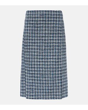 Etro High-Rise Cotton-Blend Tweed Midi Skirt - Blue