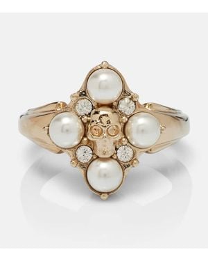 McQueen Skull Embellished Ring - Metallic