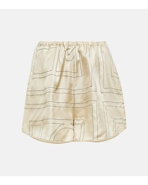 TOTEME Logo Silk Shorts - Natural