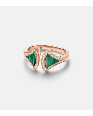 BVLGARI Bague Divas' Dream En Or Rose 18 Ct, Malachites Et Diamants - Blanc