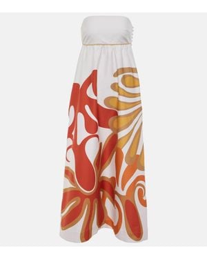Adriana Degreas Algae Cotton-Blend Maxi Dress - Orange