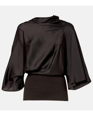 Rick Owens Cylinder Draped Satin Top - Black