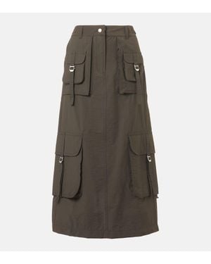 Acne Studios Logo Cotton-Blend Midi Skirt - Grey