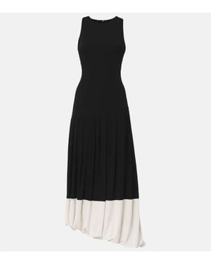 Victoria Beckham Colorblocked Jersey Midi Dress - Black
