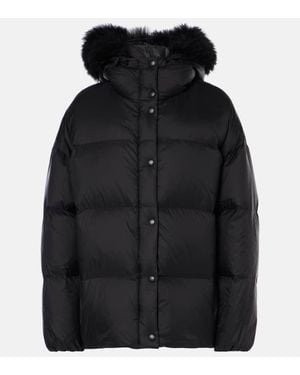 Yves Salomon Shearling-Trimmed Down Jacket - Black
