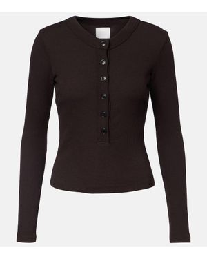 Citizens of Humanity Ribbed-Knit Jersey Top - Black