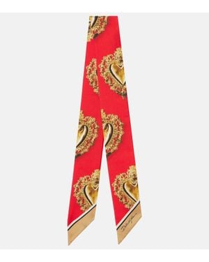 Dolce & Gabbana Printed Silk Twill Scarf - Red