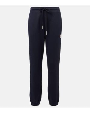 Moncler Jogginghose Aus Baumwolle Mit Logoaufnäher, Damen, Größe - Blau