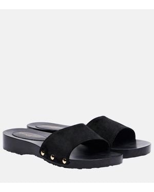 Gianvito Rossi Pantoletten Riviera Aus Veloursleder - Schwarz