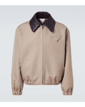 Bottega Veneta Intrecciato Wool Twill Blouson - Natural