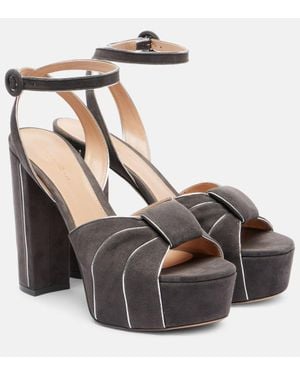 Gianvito Rossi 125 Suede Platform Sandals - Black