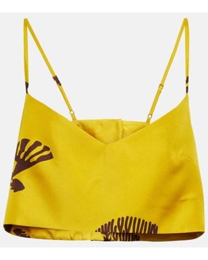 Asceno Ezra Silk Crop Top - Yellow