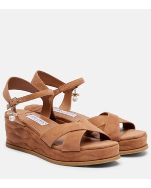 Jimmy Choo Wedge-Sandalen Astra 60 Aus Veloursleder - Braun