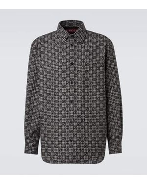 Gucci Hemd Gg Aus Wolle Und Baumwolle - Grau