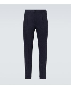 Thom Sweeney Wool Straight Trousers - Blue