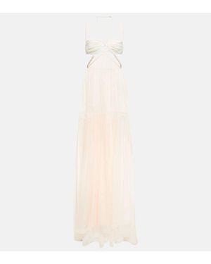 Nensi Dojaka Bridal Robe Aus Seidenchiffon - Weiß