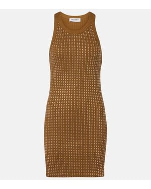 The Attico Embellished Cotton Jersey Minidress - Brown