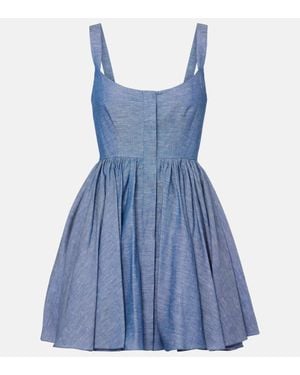 Alaïa Minikleid Corset Aus Baumwolle Und Leinen - Blau