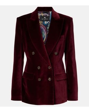 Etro Double-Breasted Cotton Velvet Blazer - Red