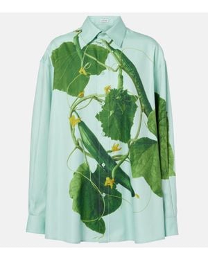 Loewe Shirt In Cotton And Silk - Green