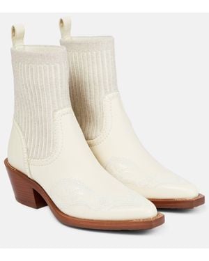 Chloé Nellie Leather Ankle Boots - White