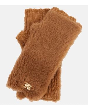 Max Mara Manny Fingerless Teddy Gloves - Brown