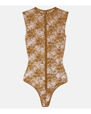 Alex Perry Floral Sheer Lace Bodysuit - Natural