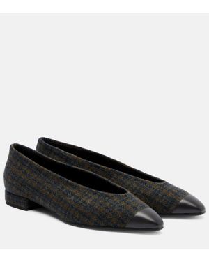 Loro Piana Ballerinas Rebecca Aus Tweed Mit Leder - Schwarz