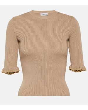 RED Valentino Ribbed-Knit Wool-Blend Top - Brown