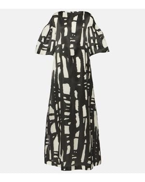 Max Mara Bedruckte Robe Aus Seidenorganza - Schwarz