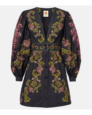 FARM Rio Ravenala Floral Cotton Shirt Dress - Black