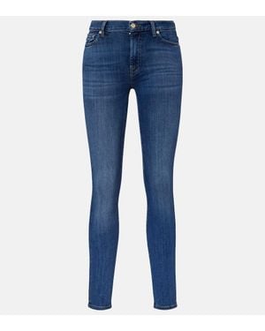 7 For All Mankind High-Rise Skinny Jeans Hw - Blau