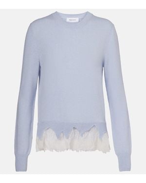 McQueen Lace-Trimmed Wool And Cashmere Jumper - Blue