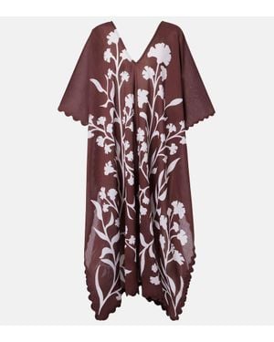 Juliet Dunn Floral Cotton Kaftan - Purple