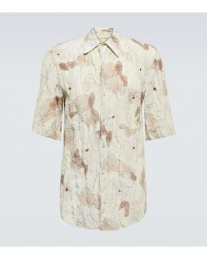 Lemaire Floral Silk-Blend Bowling Shirt - Natural
